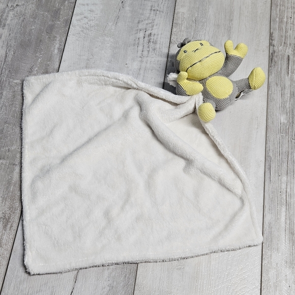 Baby Bum Monkey Duke Yellow Gray Plush Knitted Lovey Security Blanket Toy - Picture 1 of 8
